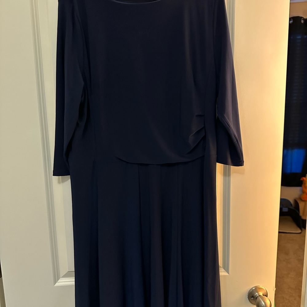 Navy Blue A-Line Long Sleeve Dress for Wedding Guest